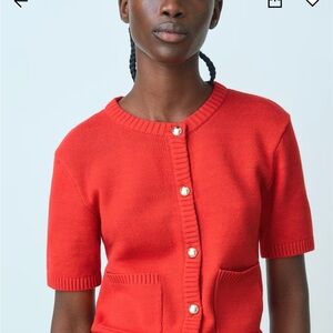 H&M Red Women's Cardigan with Button Detail